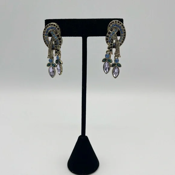 RARE Heidi Daus NWOT Crystal Pearl Peace Sign Necklace & Earring Set | Vintage - Picture 7 of 10